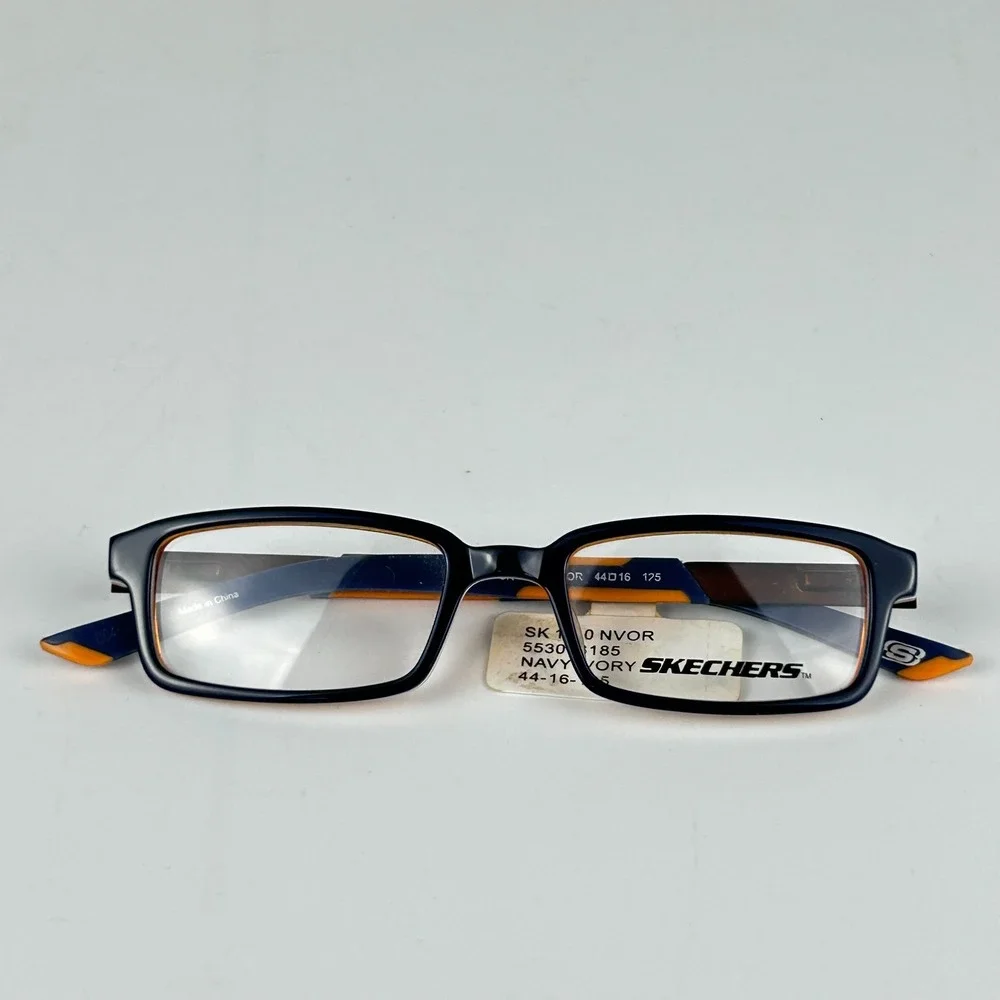 Skechers Youth SK 1110‎ NVOR Eyeglasses Frame Navy Ivory Full Rim 44-16-125